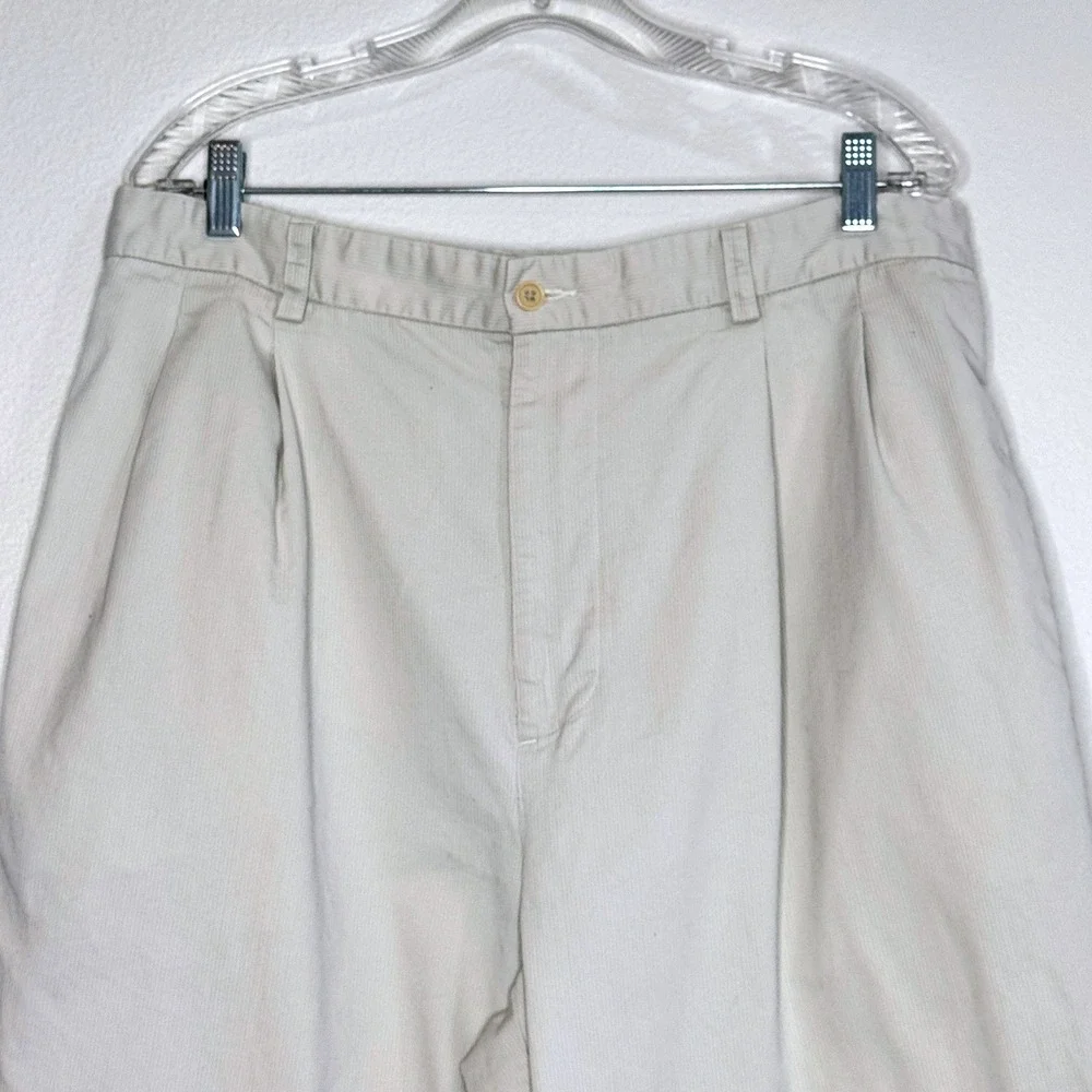 Vtg BANANA REPUBLIC Smithfield Corduroy Mens Pants 36x30 Off White Cuffed Pleats